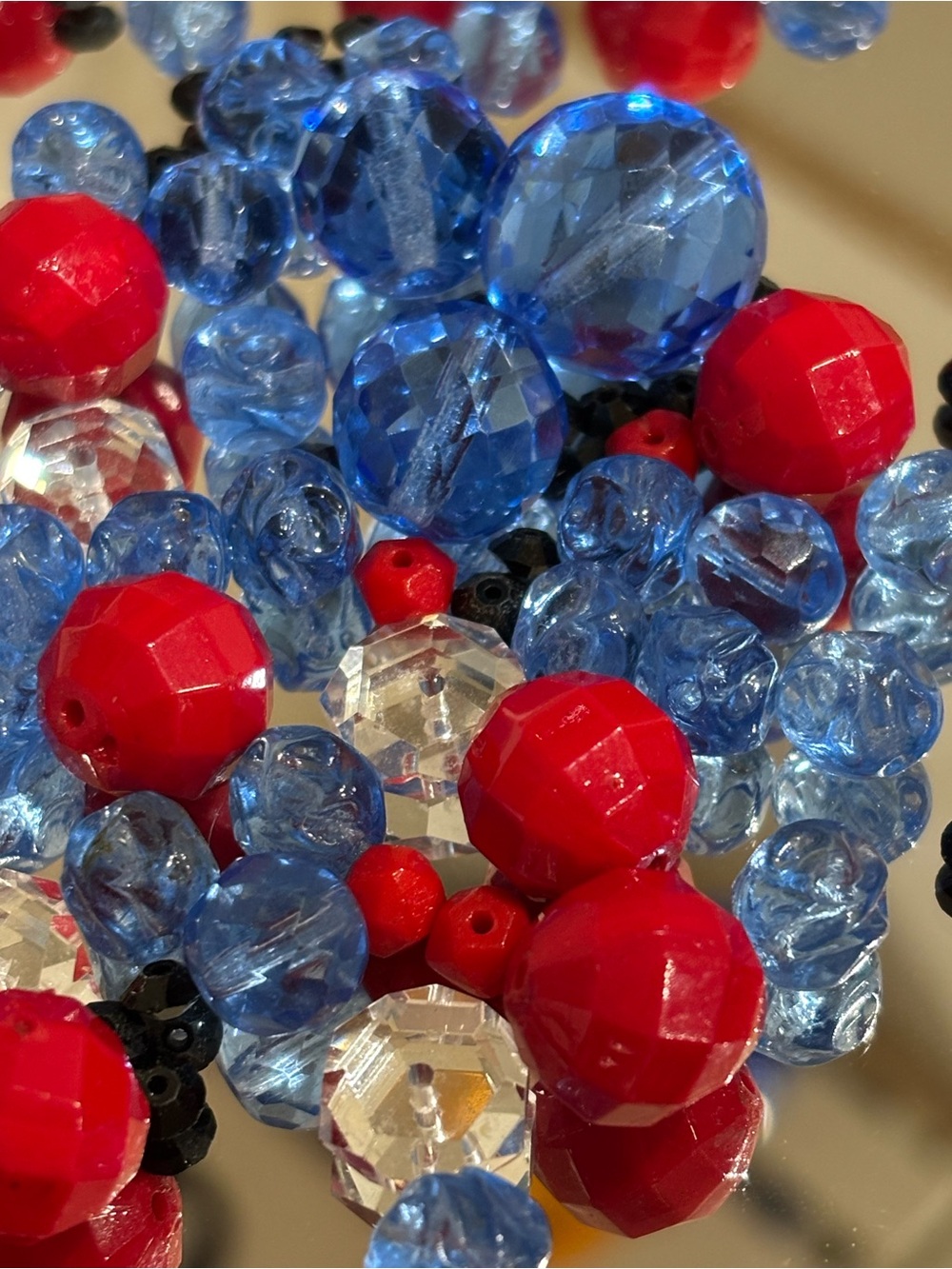 A lot of vintage faceted and molded glass beads